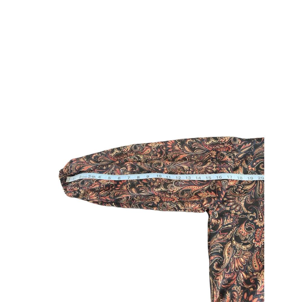Evereve Dress Paisley Print Tie Front Chiffon Gremlin Forest‎ Eliza Midi Small - Picture 14 of 15